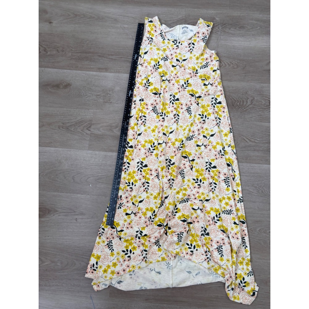 Duluth Trading Co Floral Maxi Dress Womens Small Yellow Pink Ribbed High Low Hem - Picture 4 of 5
